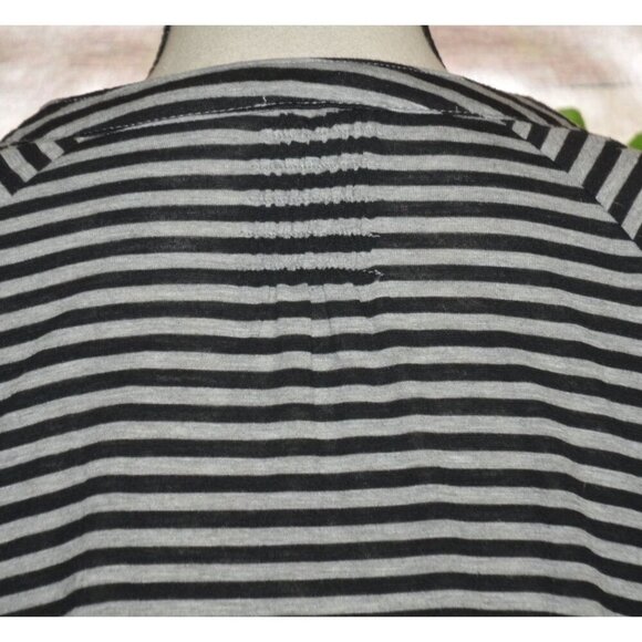 Vintage Faded Glory Women's Gray Striped V-Neck Blouse 4X Long Roll Tab Sleeves - Picture 10 of 12